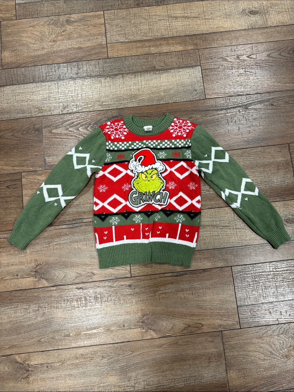 Kids Grinch Holiday Knit Sweater - Green & Red